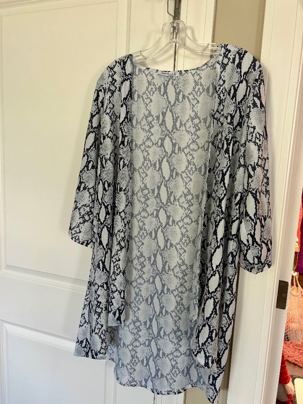 Pink Milly Snake Print Open Front Lightweight Kimono Cardigan Sz Small